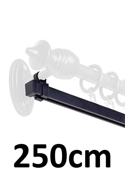 İzen Rustik Perde Askısı İçin 250cm Antrasit Alüminyum Ray (19mm) Tekli Korni...