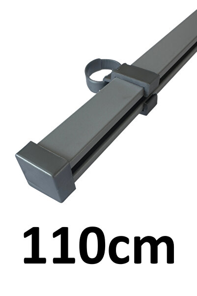 İzen Rustik Perde Askısı İçin 110cm Gri Alüminyum Ray (19mm) Tekli Korniş Pla...