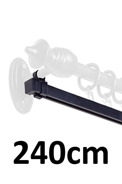 İzen Rustik Perde Askısı İçin 240cm Antrasit Alüminyum Ray (19mm) Tekli Korni...