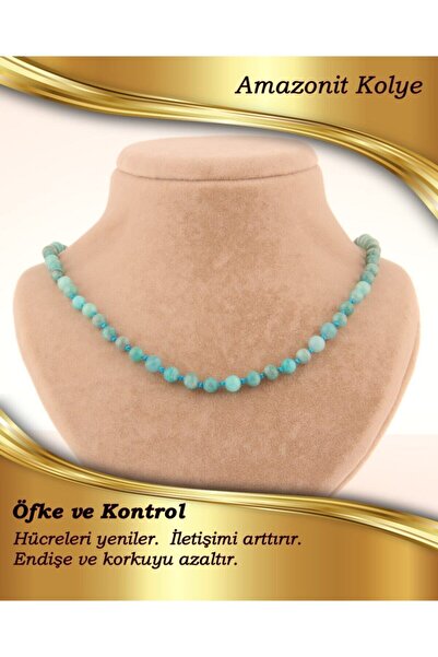 OSMANLI DEĞERLİ TAŞ قلادة معقودة من أمازونيت معتمدة مقاس 6 مم