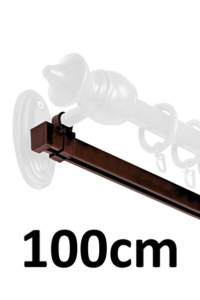 İzen Rustik Askısı İçin 100cm Koyu Kahve (Ceviz) Alüminyum Ray (19mm) Tekli K...