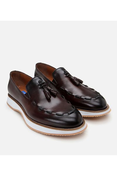 Hotiç Men's Leather Brown Tassel Detailed Classic Loafer