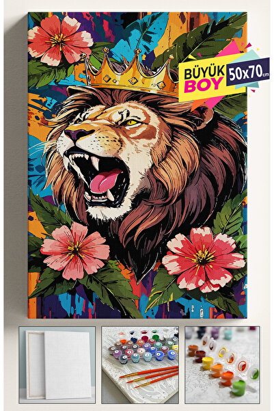 Corvo Sayılarla Boyama Seti Numaralı Tuval Fırça Boya Dahil Kasnaklı Set 50x7...