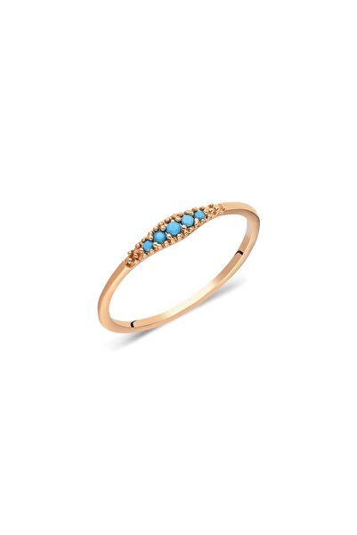 FasekGold Gümüş Yüzük - Minimal Firuze Taşlı 925 Ayar Gümüş Modern Alyans Yüzük