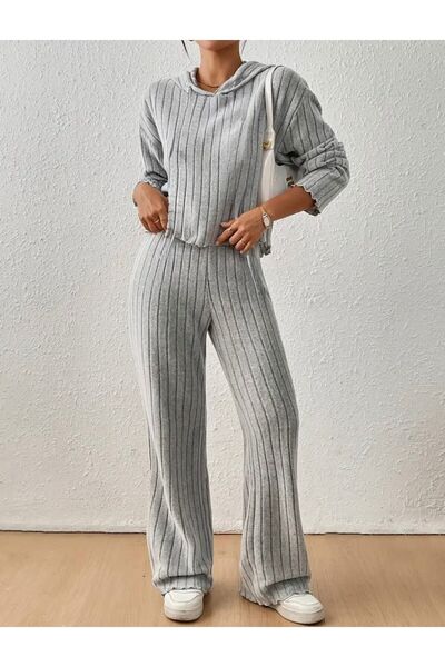 caddekombin Kadın Yünlü Bol Paça Oversize Kalıp Pijama Takımı