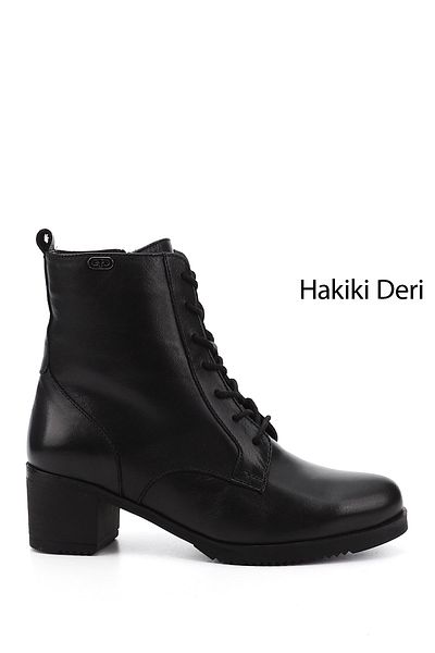 GÖNDERİ(R) Femei/Fete Cizme negre din piele naturală, cu fermoar, cu toc gros