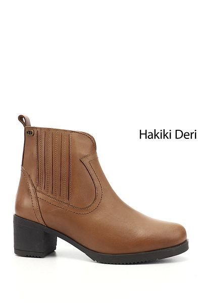 GÖNDERİ(R) حذاء نسائي/بنات من جلد المنك بسحاب عتيق وكعب سميك من الجلد الطبيعي