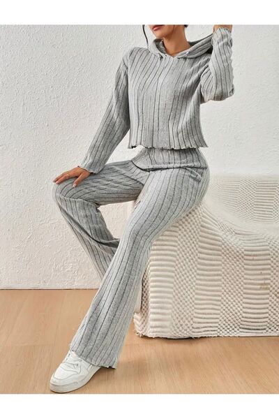 caddekombin Kadın Yünlü Bol Paça Oversize Kalıp Pijama Takımı