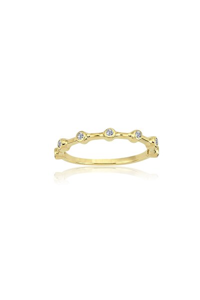 FasekGold Gümüş Yüzük - Yedi Taş Minimal Sıralı Tasarım 925 Ayar Gümüş Yüzük ...