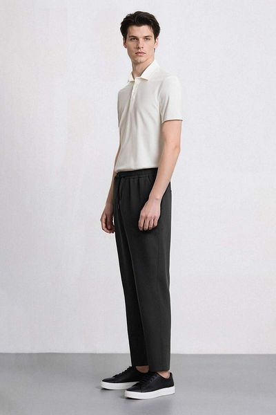 DeFacto Pantaloni negri de bază, drepti, cu talie elastică, cu șireturi, cu buzunare, D8640AX24AU