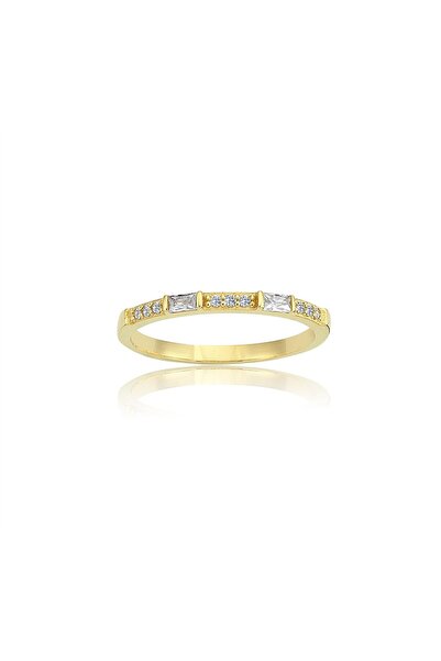 FasekGold 0,10CT Baget 0,18CT Pırlanta(Signity Zirkon)Taşlı Sıralı 925 Ayar G...