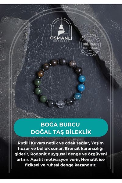 OSMANLI DOĞAL TAŞ Certified Taurus Natural Stone Bracelet