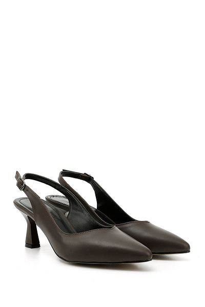 GÖNDERİ(R) Women / Girls Brown Pointed Toe Goblet Heel Open Back Shoes