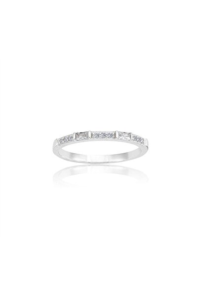FasekGold 0,10CT Baget 0,18CT Pırlanta(Signity Zirkon)Taşlı Sıralı 925 Ayar G...