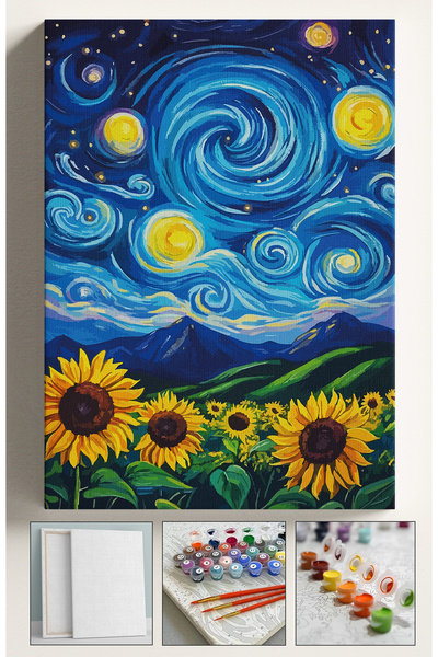 Corvo Sayılarla Boyama Seti Numaralı Tuval Fırça Boya Dahil Kasnaklı Set 40x5...