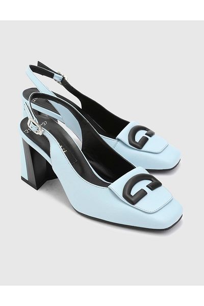 İLVİ Elia Genuine Leather Women's Blue Heeled Sandals