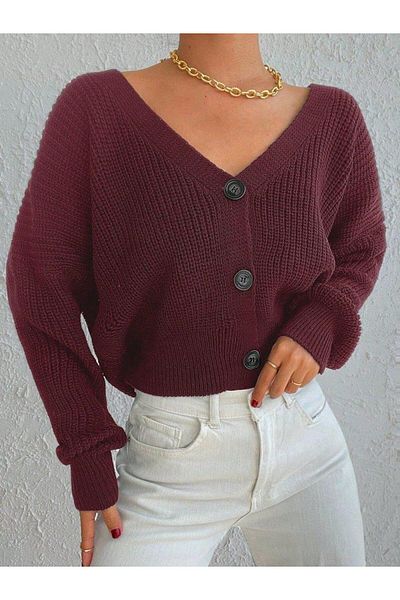 modamtn Women's Long Sleeve Three-Button Knitwear Cardigan