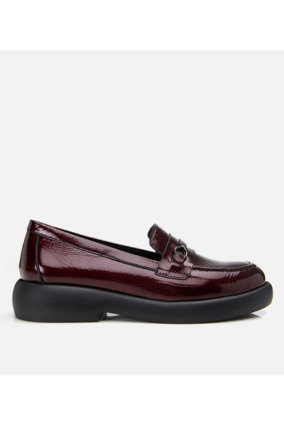 Hotiç Loafer de damă din piele naturală roșu Claret cu cataramă