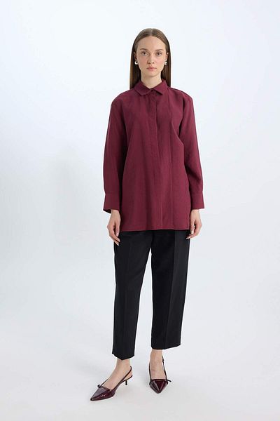 DeFacto Туника с дълъг ръкав Relax Fit Modal Basic Plain D8523AX24WN