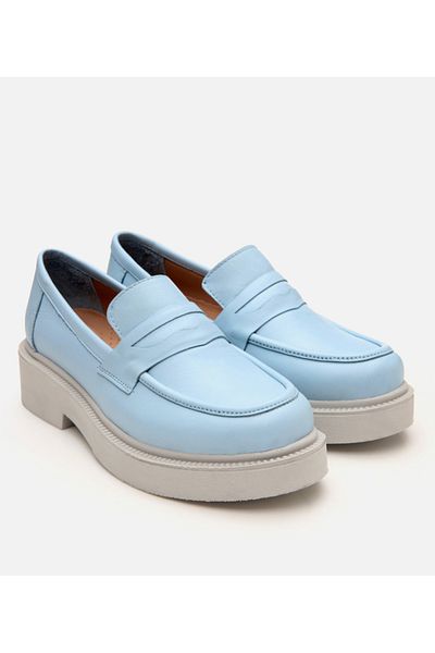 Hotiç Loafer de damă din piele naturală albastru deschis