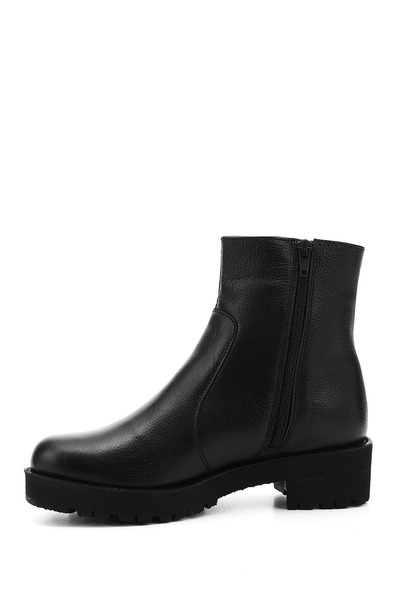 GÖNDERİ(R) Női fekete úszó cipzáras vastag sarkú valódi bőr csizma