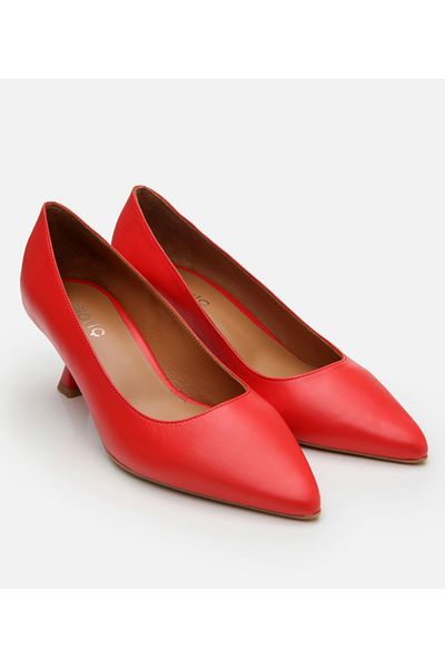 Hotiç Stiletto din piele roșie cu talpă flexibilă pentru femei