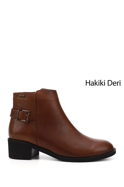 GÖNDERİ(R) حذاء نسائي / بناتي مصنوع من الجلد الطبيعي بسحاب عتيق وكعب سميك