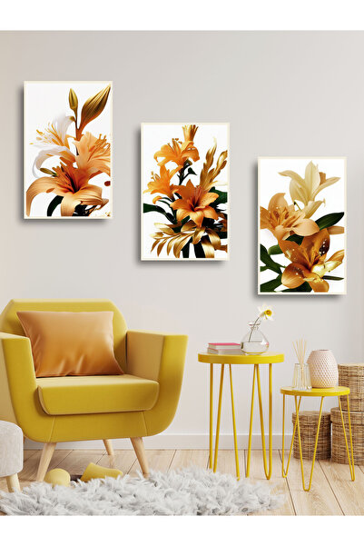YALOVA SHOP Διακοσμητικό σετ 3 πίνακων με θέμα τα λουλούδια σε μοντέρνο στυλ ...