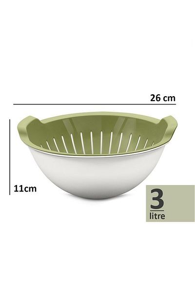 CERONNI Drainer with Handle Bowl Beige (25,5X25,5X10,8 cm)