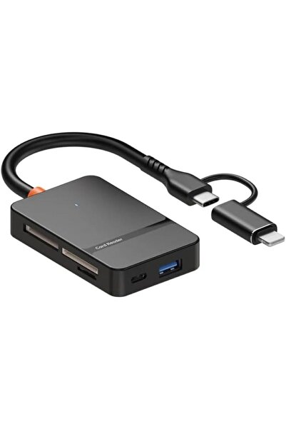 LEVONG ADS-315 8in1 SD/TF/CF/MS/ Kart Okuyucu Adaptörü iPhone/iPad Type-C/USB...