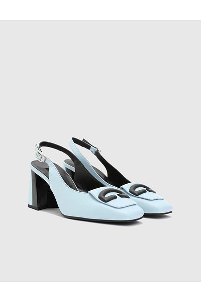 İLVİ Elia Genuine Leather Women's Blue Heeled Sandals