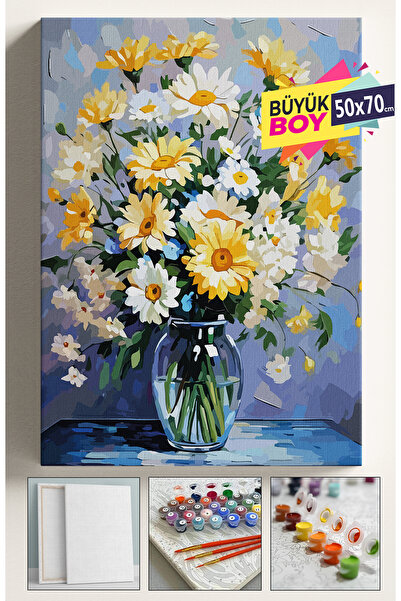 Corvo Sayılarla Boyama Seti Numaralı Tuval Fırça Boya Dahil Kasnaklı Set 50x7...