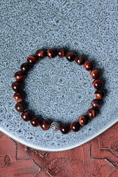 Saff Doğal Taş Certified Tiger Eye Silver Apparatus Bracelet