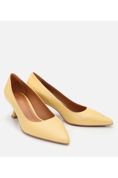 Hotiç Stiletto de damă din piele naturală galbenă
