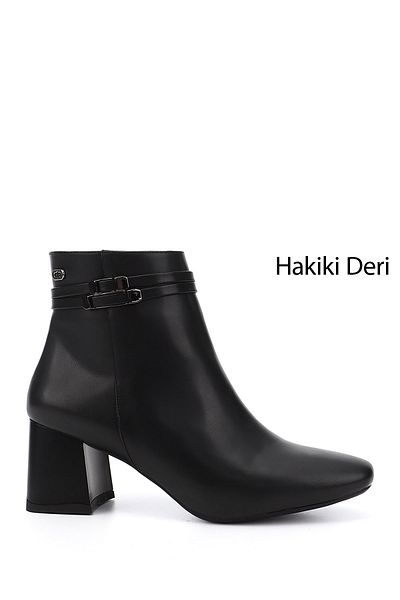 GÖNDERİ(R) Cizme negre cu fermoar pentru femei/fete, cu toc gros
