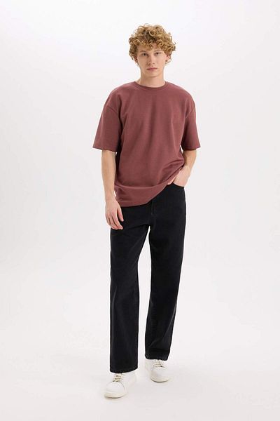 DeFacto Oversize Wide Fit Crew Neck Short Sleeve Basic Plain Heavy Fabric T-Shirt X3926Az24Au
