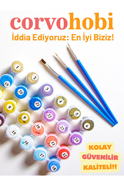Corvo Sayılarla Boyama Seti Numaralı Tuval Fırça Boya 40x50 Cm - ATATÜRK BAYRAK