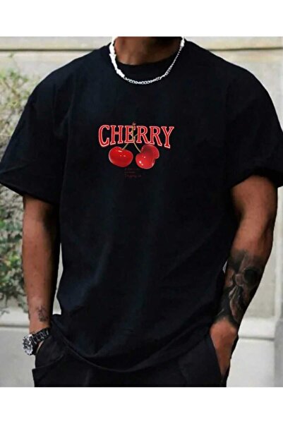 Harajuku Style Negru Roșu Cireș Bomb Oversize Unisex Trend