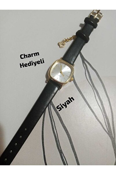 QUARTZ ساعة يد نسائية من Brality Retro Minimal Vintage باللون الأسود وحافظة ذ...