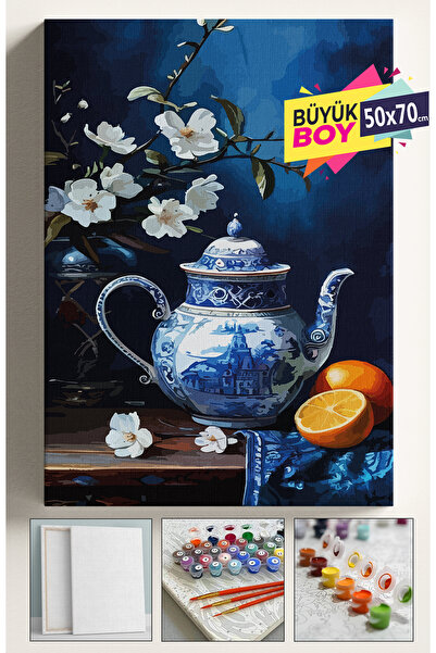 Corvo Sayılarla Boyama Seti Numaralı Tuval Fırça Boya Dahil Kasnaklı Set 50x7...