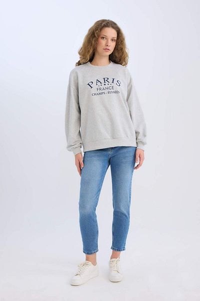 DeFacto Relaxed Cut Crew Neck Printed Sweatshirt - E1903Axns