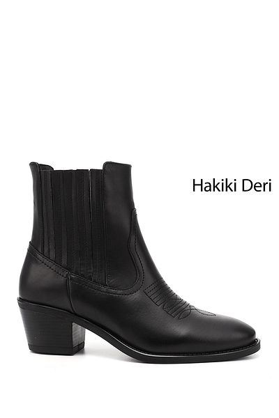 GÖNDERİ(R) Cizme de cowboy din piele naturală cu toc gros pentru femei/fete