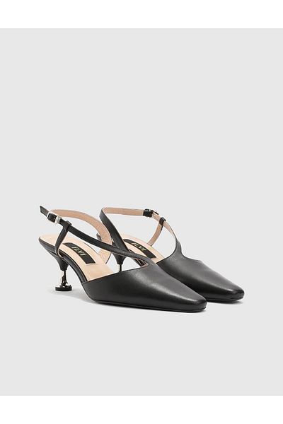 İLVİ Ettore Genuine Leather Women's Black Heeled Sandals