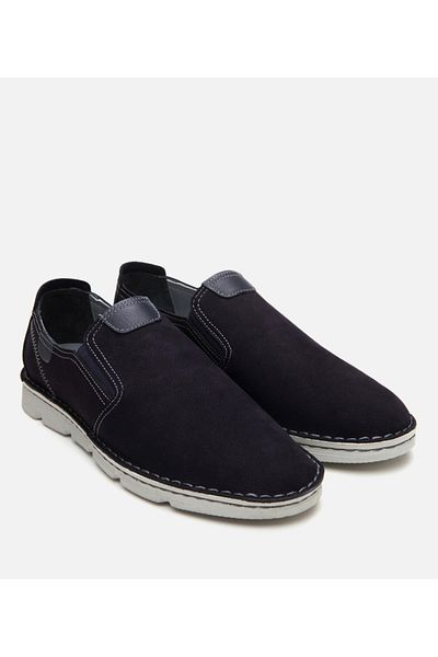 Hotiç Genuine Leather Navy Blue Men's Casual Shoes