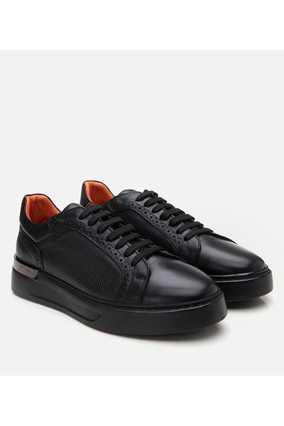 Hotiç Pantofi casual negri din piele pentru bărbați