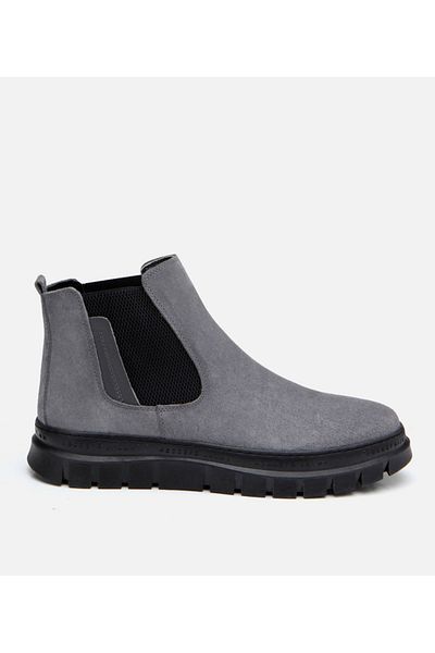 Hotiç Cizme casual gri din piele pentru bărbați
