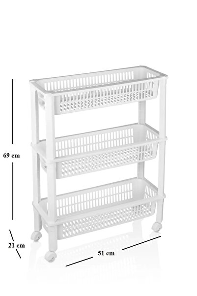 Dükkanönü 3patrový koupelnový a kuchyňský eko organizér na kolečkách (bílý)