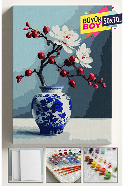 Corvo Sayılarla Boyama Seti Numaralı Tuval Fırça Boya Dahil Kasnaklı Set 50x7...