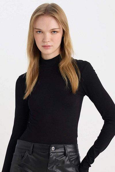 DeFacto Coool Half Turtleneck Basic μονόχρωμο μακρυμάνικο κορμάκι D8034AX24WN
