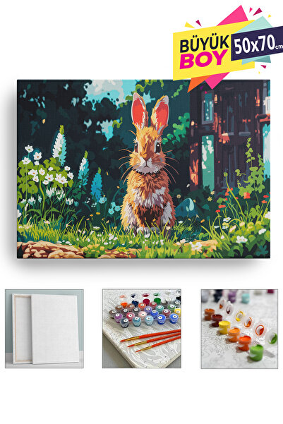 Corvo Sayılarla Boyama Seti Numaralı Tuval Fırça Boya Dahil Kasnaklı Set 50x70 Cm - TAVŞAN